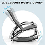 Giantex 2-in-1 Outdoor Rocking Chair, Convertible Lounge Chair with 4-Position Adjustable Backrest, Curved Armrests - Photo 6