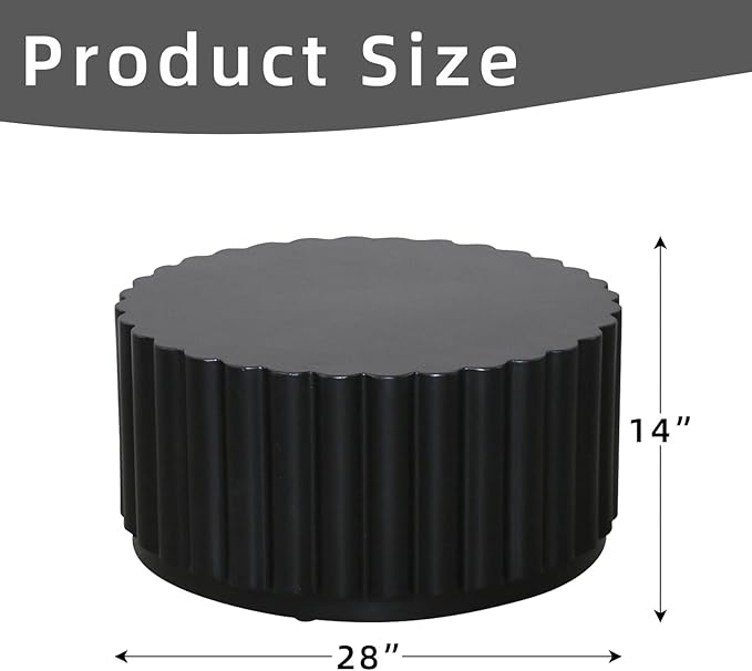 Afterglow Round Petal Shape Coffee Table, Modern Outdoor Indoor Side Table, Black