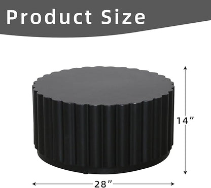 Afterglow Round Petal Shape Coffee Table, Modern Outdoor Indoor Side Table, Black