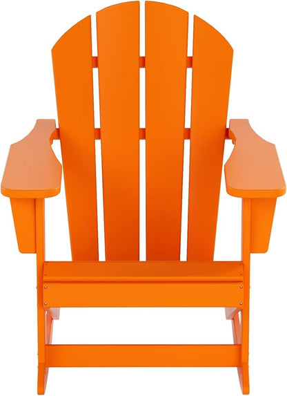 WO WESTIN OUTDOOR HDPE Laguna Outdoor Rocking Poly Adirondack Chair with Side Table 3-Piece Set, Orange
