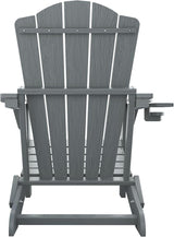 Folding Adirondack Chair, HDPE All-Weather Outdoor Chair with Cup Holder, Wooden Textured, Fire Pit Chair - Photo 10