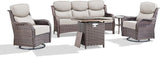 Luxury Patio Furniture Set with 6-inch Thick Cushion, Outdoor Furniture with Fire Pit Table, Swivel Chairs, Side Table - Photo 7