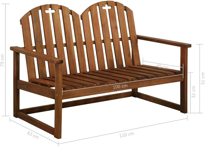 Garden Bench Sofa Chairs 2 pcs Solid Acacia Wood (Garden Bench) - Photo 2