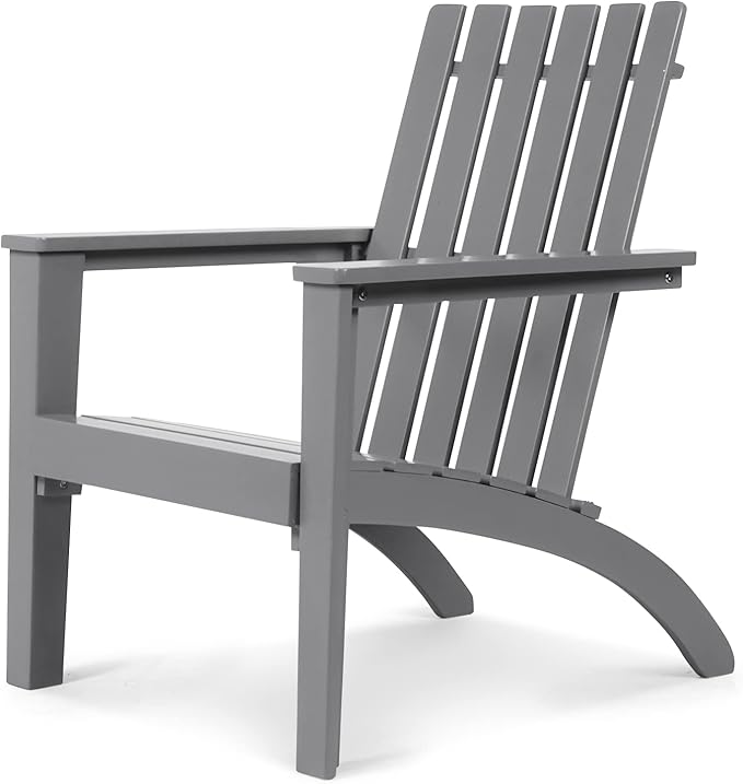 Tangkula Adirondack Chair Acacia Wood Outdoor Armchairs, Weather Resistant for Patio Garden Backyard Deck Fire Pit, Lawn Porch Furniture & Lawn Seating, Campfire Chairs, Adirondack Lounger (4, Grey)