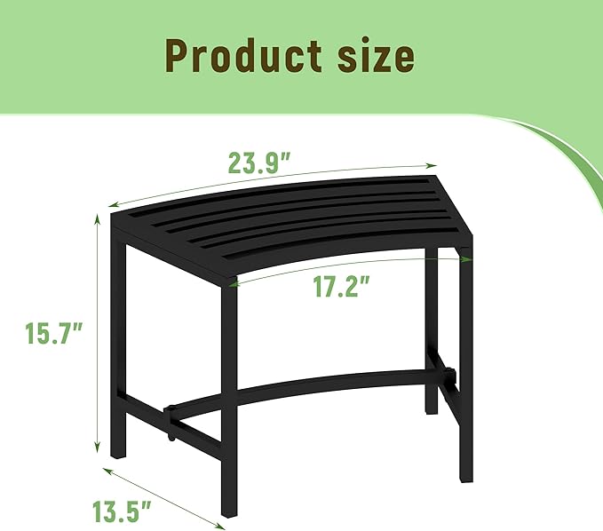 Metal Outdoor Curved Fire Pit Bench Set of 4, Fire Pit Seating Waterproof, Steel Backless Outside Tree Bench for Garden,Patio,Porch,Backyard,Heavy Duty Plant Holder, Style 3, Black