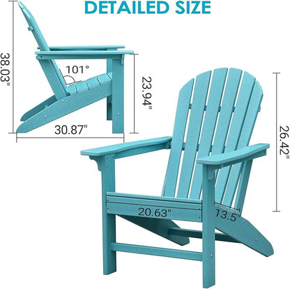 OTSUN Adirondack Chair, Large Lawn Chair, Outdoor Chair with Durability and Weather Resistance, HDPE Patio Chair for Yard, Porch, Garden, Deck, Swimming Pool, Blue