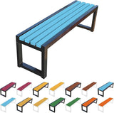 Garden Bench for Outdoors, Weatherproof Patio Bench Wooden Benches 2-Person Backyard Seat Backless Seat with Metal - Photo 1