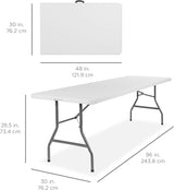 Best Choice Products 8ft Plastic Folding Table, Indoor Outdoor Heavy Duty Portable w/Handle, Lock for Picnic, Party - Photo 2