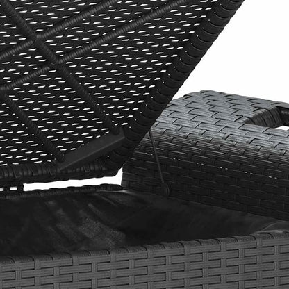 Garden Bench Black Polyethylene with Rattan Look Park Bench Outdoor Seating for Lawn Courtyard