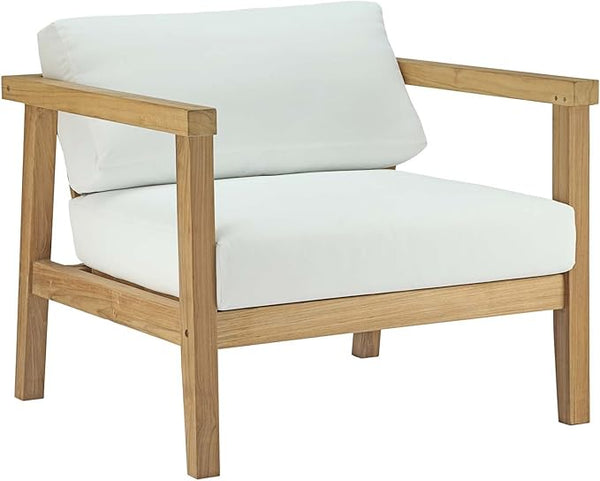 Modway Bayport Teak Wood Outdoor Patio Armchair in Natural White - Photo 1