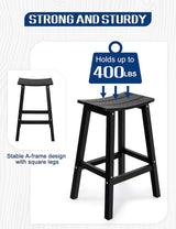 Weatherproof Bar Stools Set of 2, 28" Height Outdoor Bar Stools Holds up to 400 lbs, Saddle Seat - Photo 4