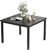VICLLAX 40.2" Square Patio Dining Table for 4, Outdoor Table with Umbrella Hole, All Weather Metal Patio Table - Photo 1