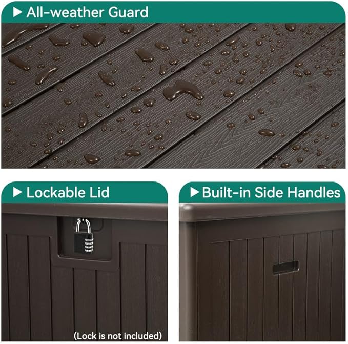 YITAHOME XL 150 Gallon Large Deck Box, Outdoor Storage for Patio Furniture Cushions, Garden Tools, Waterproof - Photo 6