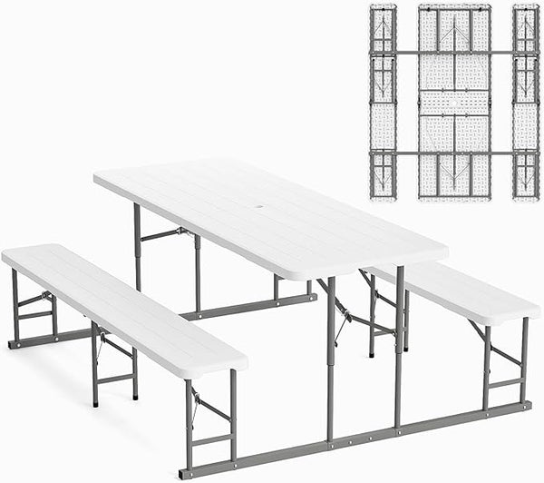 VINGLI Folding Picnic Table and Bench Set, Portable Outdoor Dining Furniture for Camping, Patio, Backyard - Photo 1