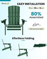 Folding Adirondack Chair 6 Pack, HDPE All-Weather Fire Pit Chairs, Plastic Adirondack Chairs with 2 Cup Holder - Photo 6