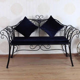 SYUFRE Outdoor Garden Bench Patio Furniture Chair Park Bench with Flower Pattern Backrest, Slatted Seat - Photo 1