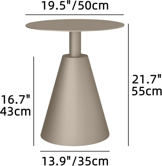 19.5''Φ Outdoor Round Coffee Table Weather-Resistant Aluminum Side Table for Balcony, Patio, Garden, Bedroom (Brown)
