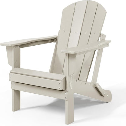 Costaelm 3 piece Patio Set, Outdoor Modern Adirondack Table and Chairs, All Weather Balcony Furniture Set Lounge Firepit Chairs for Outside Deck Garden Lawn Pool, Sand