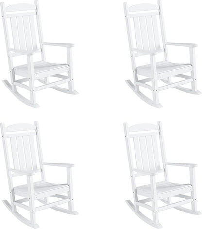 WestinTrends Malibu Malibu Outdoor Patio Poly Classic Porch Rocking Chair (Set of 4), White