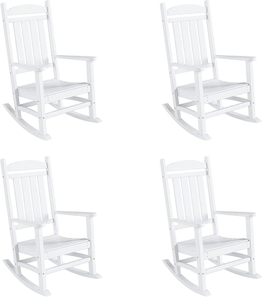 WestinTrends Malibu Malibu Outdoor Patio Poly Classic Porch Rocking Chair (Set of 4), White