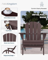 6-Piece Folding Adirondack Chair Set with Cup Holders, Ottomans, Side Table & 9FT Patio Umbrella with Base - Photo 5