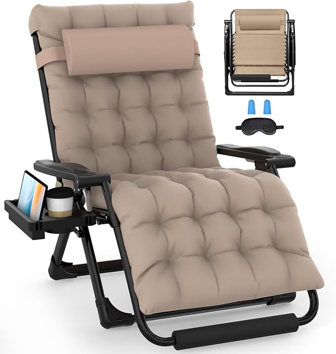 Slendor Oversized Zero Gravity Chairs XXL, Padded Zero Gravity Lounge Chair, Lawn Recliner - Photo 1