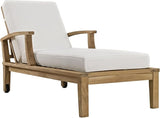 Modway Marina Premium Grade A Teak Wood Outdoor Patio Chaise Lounge Chair in Natural White - Photo 1