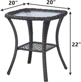 HUMMUH 3 Pieces Patio Bistro Set Wicker Patio Chairs Set of 2 with Tempered Glass Top Side Table Rattan Outdoor - Photo 9