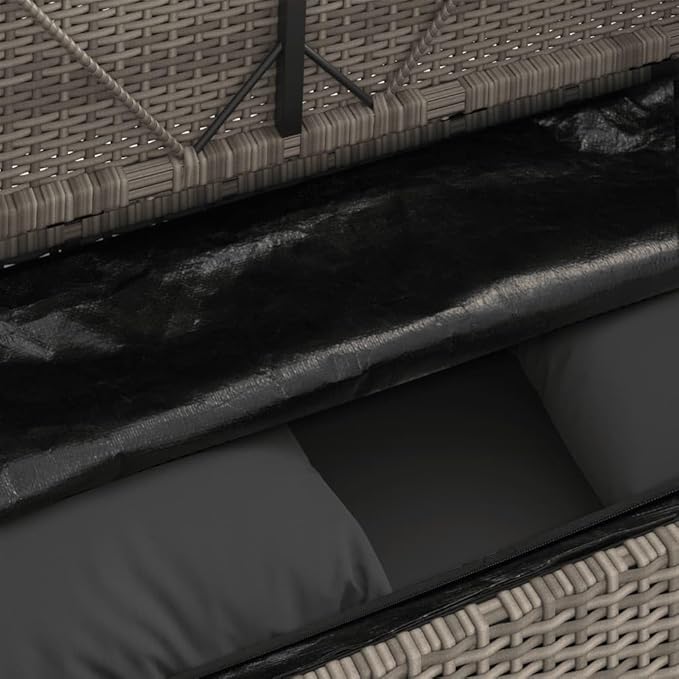 Patio Bench with Cushions Gray Poly Rattan Deck Bench Garden Bench Outdoor Bench Porch Bench for patios, Gardens, Decks - Photo 10