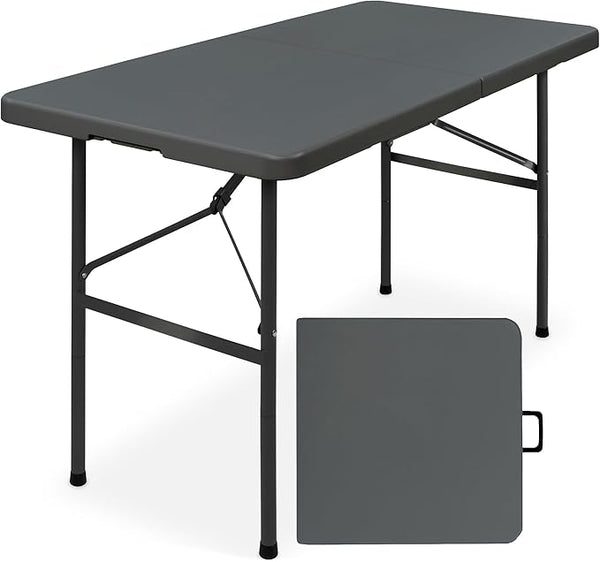 Best Choice Products 4ft Plastic Folding Table, Indoor Outdoor Heavy Duty Portable w/Handle, Lock for Picnic, Party - Photo 1
