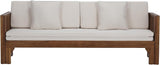 SAFAVIEH Outdoor Patio Furniture Collection - Napoli Brown & Cream Solid Wood Bench Convertible Daybed with Cushions - Photo 1