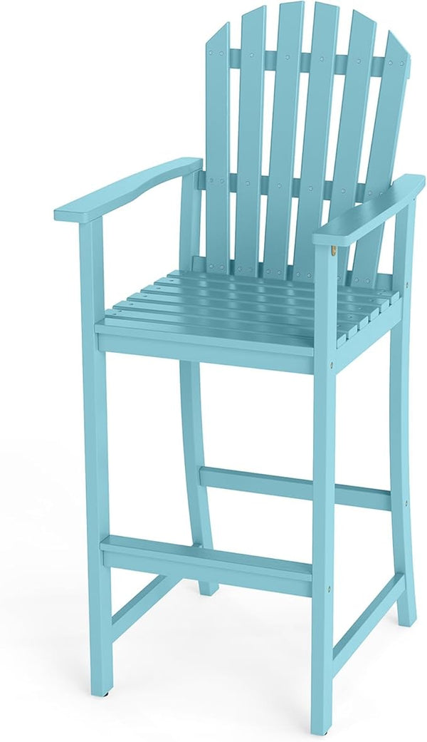 Tangkula Tall Adirondack Chair, Outdoor Acacia Wood Bar Stool with Back, Armrests and Footrest - Photo 1