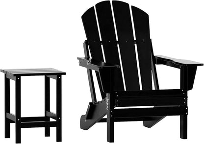 WO WESTIN OUTDOOR HDPE Laguna Outdoor Poly Adirondack Chair with Side Table, Black