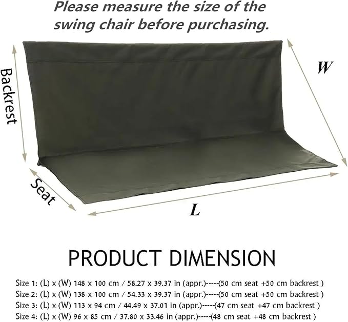 ASkinds Patio Porch Swing Seat Cover, 2/3 Seater Bench Swing Cushion Replacement Covers - Photo 5
