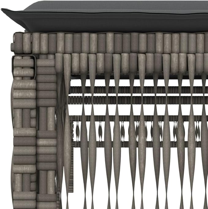 Sun Lounger Set of 3 Grey PE Rattan Standard with Adjustable Backrest and Removable Cushion Covers - Photo 8