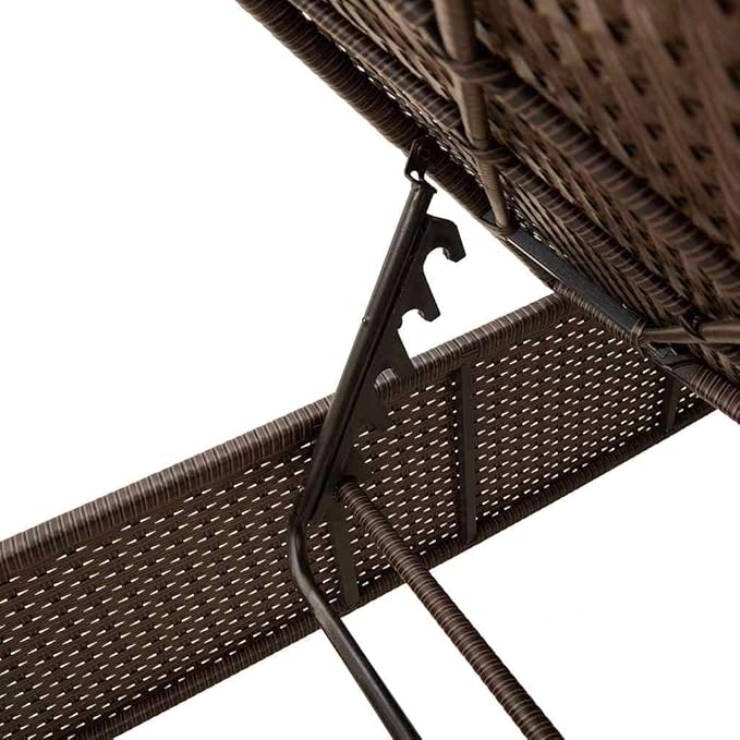 Adjustable Patio Sun Lounger Chair with Thick Cushion, Brown PE Rattan Outdoor Furniture for Poolside, Garden, Patio - Photo 8