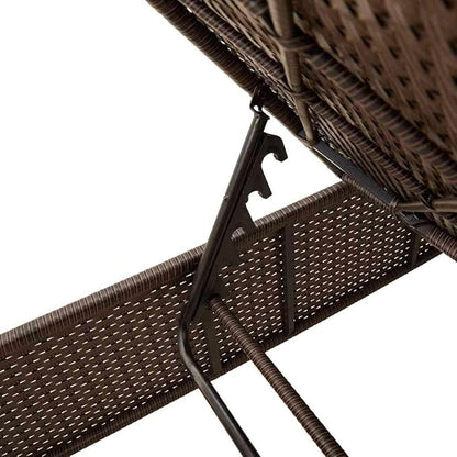 Adjustable Outdoor Chaise Lounge 78"x21.7"x38.2" Brown PE Rattan Patio Sun Lounger with Side Table for Garden, Poolside, Balcony Use