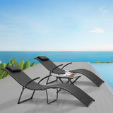Magshion Outdoor Chaise Lounge Chair Set of 2 with Folding Side Table - Photo 2