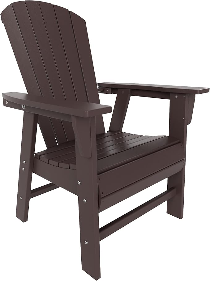 WestinTrends Dylan Outdoor Patio Shell-Back Adirondack Dining Chair Weather Resistant Dark Brown