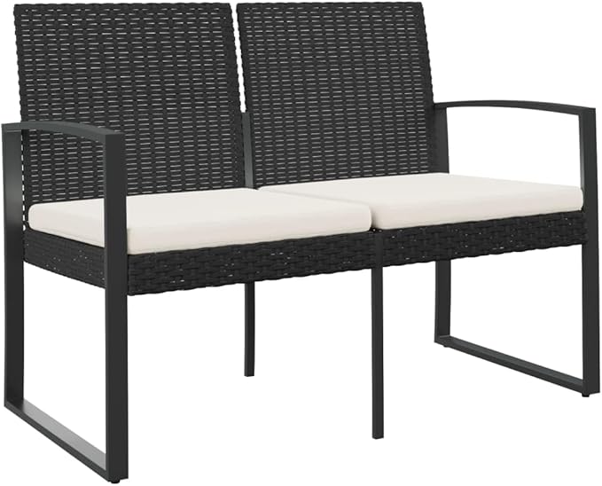 2-Seater Outdoor Garden Bench with Storage and Cushions, Modern Powder-Coated Steel Patio Seating - Photo 3
