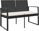 2-Seater Outdoor Garden Bench with Storage and Cushions, Modern Powder-Coated Steel Patio Seating - Photo 3