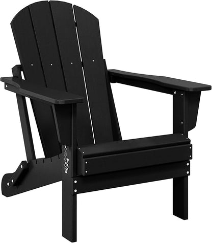 WO WESTIN OUTDOOR HDPE Laguna Outdoor Folding Poly Adirondack Chair, Black
