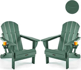 Ciokea Folding Adirondack Chair 2 Pack, Patio Adirondack Chair Weather Resistant, Plastic Fire Pit Chair with Cup Holder - Photo 1