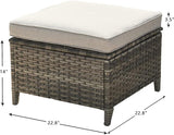 HUMMUH 4 Pieces Patio Bistro Set Wicker Patio Chairs Set of 2 with Ottomans Rattan Outdoor Furniture Conversation Set - Photo 2