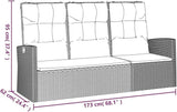 Garden Bench Deck Bench Reclining Patio Bench with Cushions Black 68.1" Poly Rattan - Photo 2