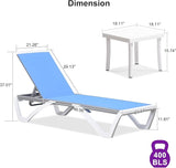 PURPLE LEAF Patio Chaise Lounge Chair Set Outside Aluminum Plastic Stackable Tanning Chairs with Side Table for Pool - Photo 2