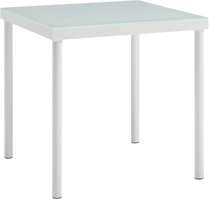 Modway Harmony Outdoor Patio Aluminum Side Table With Tempered Glass in White