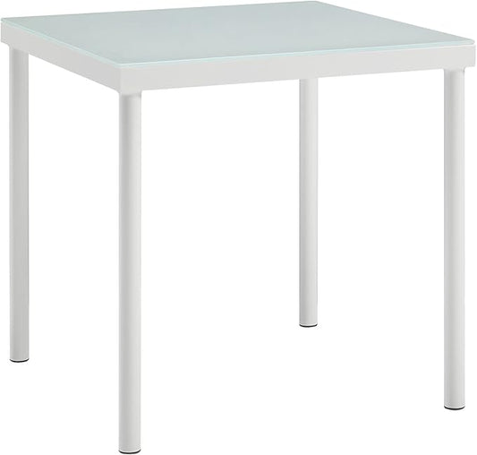 Modway Harmony Outdoor Patio Aluminum Side Table With Tempered Glass in White