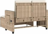 Garden Bench Deck Bench Reclining Patio Bench with Cushions Beige Poly Rattan - Photo 7