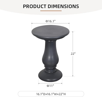 UPHA Outdoor Patio Round Side Table,Concrete Accent End for Outside Yard, Deck, Living Room, Bedroom, Grey